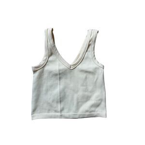 Faded Rose Yellow Vneck Ribbed Crop Tank Top Medium
